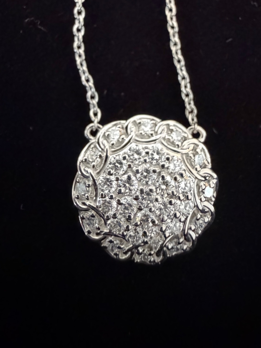 Pave  Diamond Disc 1.65 ctw Diamond Pendant Necklace